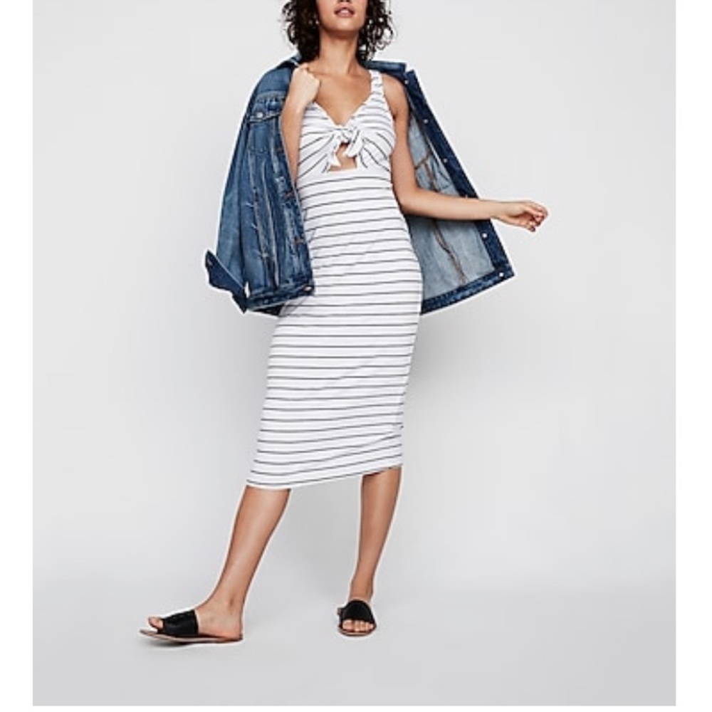 Black and white striped dress